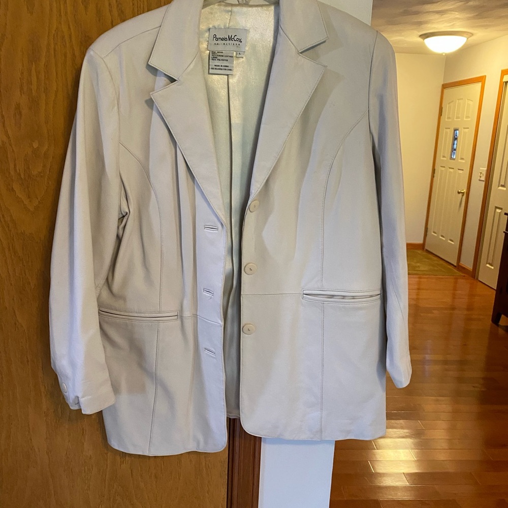 Pamala McCoy leather blazer